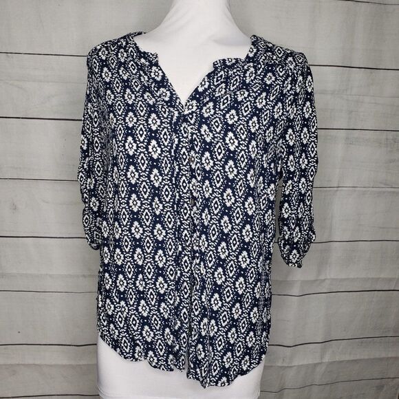 Skies are Blue Ikat boho top medium - Picture 1 of 7